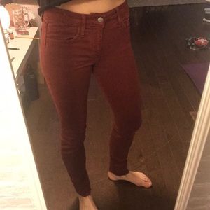 JOE'S JEANS brick red high waisted ankle skinnies